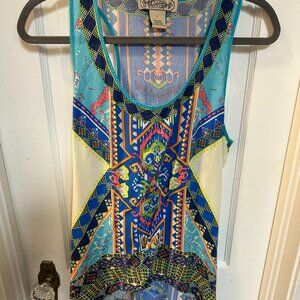 Flying Tomato Women's Aztec Print Sleeveless Blouse-Size Large